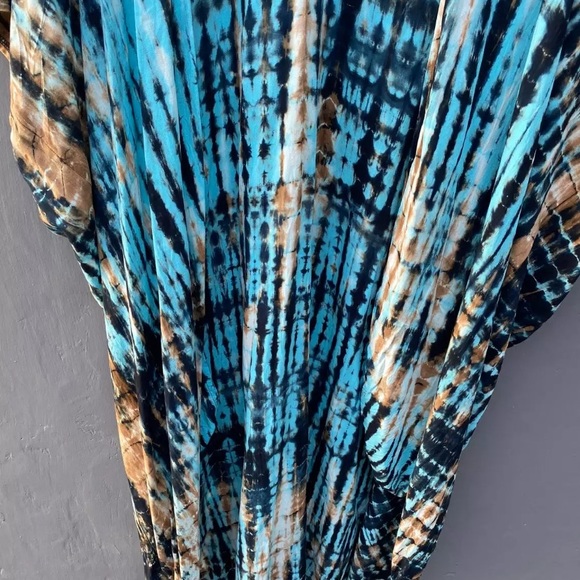 Tie Dye Boho Swim Coverup Kimono Wrap Casual Robe - Picture 4 of 10